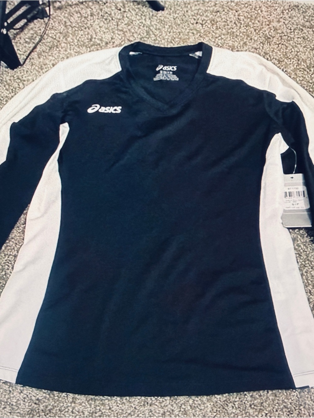 Asics Black and White Long Sleeve Performance Shirt